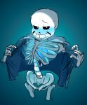 1boy animated_skeleton blue_background blue_blush blush bottom_sans bottomless cowboy_shot flashing glowing hoodie jacket male male_only monster sans sans_(undertale) simple_background skeleton solo solo_male soul submissive sweat uke_sans undead undertale undertale_(series) unknown_artist