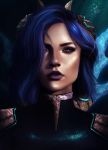 1_girl blue_hair high_res indigo_hair irelia league_of_legends solo