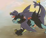  garchomp larvitar_(artist) luxray nintendo pokemon 