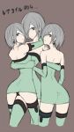  3_girls bandage bandage_over_one_eye bandages cosplay detached_sleeves earrings electric_type_pokemon emukon gen_1_pokemon human jewelry magnet magneton multiple_girls panties pantyshot pokemon pokemorph short_hair silver_eyes silver_hair thighhighs underwear 