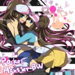 2_girls baseball_cap big_breasts blue_eyes blush breasts brown_hair copyright_name creatures_(company) denim denim_shorts double_bun female_only female_protagonist_(pokemon_bw2) game_freak groin hairbun hat heart hilda_(pokemon) hug humans_of_pokemon jean_shorts light-skinned_female long_hair mei_(pokemon) multiple_girls nintendo pantyhose pokemon pokemon_(anime) pokemon_(game) pokemon_black_2_&_white_2 pokemon_black_and_white pokemon_bw pokemon_bw2 ponytail ribbon rosa_(pokemon) sakura_(lilak_a) shorts skirt title_drop touko_(pokemon) twin_tails very_long_hair vest visor_cap white_(pokemon) wristband yuri