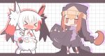 >_< 2girls chibi closed_eyes multiple_girls nijiirosekai pokemon pokemon_(game) pokemon_black_and_white pokemon_bw satsuki_mei_(sakuramochi) seviper zangoose