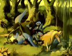  lucario luxray male_focus nature nintendo no_humans outdoors pokemon purple_kecleon tree water yaoi 