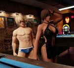  1boy 1girl abs athletic_male bar big_breasts dead_or_alive dead_or_alive_2 dead_or_alive_3 dead_or_alive_4 dead_or_alive_5 dead_or_alive_6 dead_or_alive_xtreme dead_or_alive_xtreme_2 dead_or_alive_xtreme_3_fortune dead_or_alive_xtreme_beach_volleyball dead_or_alive_xtreme_venus_vacation eliot_(doa) fit_male jukebox lisa_hamilton mokujin_hornywood nightgown pool_table speedo tecmo 