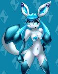 anthro breasts elpatrixf female glaceon looking_at_viewer navel nintendo nude pokemon pussy standing video_games