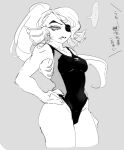  &gt;:( ... 1girl 2010s 2018 2d 2d_(artwork) anthro anthro_only black_and_white breasts delta_rune_(emblem) digital_media_(artwork) ear_fins eyepatch fangs female_anthro female_only fish fish_girl grey_background hair hand_on_hip head_fins japanese_text long_hair marine medium_breasts monster monster_girl non-mammal_breasts one-piece_swimsuit ponytail ribon22 simple_background slit_pupils solo_anthro solo_female spoken_ellipsis swimsuit swimwear text thighs twitter undertale undertale_(series) undyne very_long_hair video_game_character video_games 