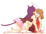  2girls all_fours animal_ears arm arm_support arms art azuma_yukihiko babe bad_feet bandanna bare_legs bare_shoulders barefoot bike_shorts blue_eyes blue_hair blush blushing brown_hair bunny_ears bunny_tail cat_ears cat_tail closed_eyes couple creatures_(company) dawn_(pokemon) dress feet female forehead_kiss friends game_freak girl_on_top hair hair_ornament happy haruka_(pokemon) hat hikari_(pokemon) humans_of_pokemon kiss kissing legs long_hair looking_at_another love may_(pokemon) multiple_girls nekomimi nintendo no_hat odamaki_sapphire open_mouth pokemon pokemon_(anime) pokemon_(game) pokemon_black_and_white pokemon_bw pokemon_diamond_pearl_&amp;_platinum pokemon_dppt pokemon_rse shadow shirt short_hair shorts simple_background sitting skirt sleeveless sleeveless_shirt smile tail white_background yuri 