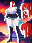  angry big_breasts character_sheet claws fangs huge_breasts monster_girl ninja-8004 original_character red_hair vampire voluptuous white_skin yellow_eyes 