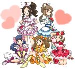  5girls blue_(pokemon) blue_dress blue_skirt boots bow cameo cosplay cure_peach cure_peach_(cosplay) cure_rhythm cure_rhythm_(cosplay) cure_sunshine cure_sunshine_(cosplay) cure_white cure_white_(cosplay) dress fresh_precure! futari_wa_precure hair_ribbon half_updo hands_on_hips haruka_(pokemon) heart heartcatch_precure! hikari_(pokemon) holding holding_poke_ball knee_boots kotone_(pokemon) kurumi_(forte) leaf_(pokemon) magical_girl milky_rose milky_rose_(cosplay) mimino_kurumi multiple_girls no_hat no_headwear orange_bow orange_dress orange_skirt parody pink_dress pink_skirt poke_ball poke_ball_theme pokemon pokemon_(game) pokemon_black_and_white pokemon_bw pokemon_dppt pokemon_frlg pokemon_hgss pokemon_rse ponytail precure pretty_cure ribbon shaymin shaymin_(cameo) sitting skirt smile suite_precure touko_(pokemon) twintails wariza white_dress white_skirt yes!_precure_5 yes!_precure_5_gogo! 