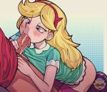  1boy 1girl 2023 blonde_hair blue_eyes canon_couple disney disney_channel disney_xd face_markings fellatio female_focus headband horns long_hair male/female marco_diaz oral penis penis_in_mouth solo_focus star_butterfly star_vs_the_forces_of_evil tongue tongue_on_penis tongue_out zamoshvik 