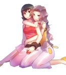  2girls alluring arm arm_around_neck arm_around_waist arms art artist_request bare_legs bare_shoulders black_hair bracelet camisole creatures_(company) dark_green_hair elite_four elite_four_(kanto_region) female from_behind game_freak grey_hair gym_leader hair holding holding_poke_ball hug hug_from_behind hugging humans_of_pokemon jeans jewelry karen_(pokemon) karin_(pokemon) legs long_hair looking_at_viewer love midriff multiple_girls natsume_(pokemon) navel neck nintendo pants parted_lips pink_eyes poke_ball pokemon pokemon_(anime) pokemon_(game) pokemon_gsc pokemon_heartgold_and_soulsilver pokemon_hgss pokemon_red_green_blue_&amp;_yellow porkyman red_eyes sabrina_(pokemon) short_hair shy silver_blue_eyes silver_blue_hair silver_eyes silver_hair simple_background sitting smile strap_slip tank_top wariza white_background yuri 