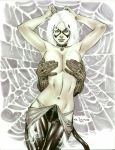 2010 black_cat breasts collar covered_nipples eric_basaldua felicia_hardy female long_hair marvel marvel_comics peter_parker spider-man spider-man_(series) superhero superheroine topless white_hair