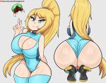  1girl ass beauty_mark big_ass big_breasts bimbo blonde_hair blue_eyes bmayyneart breasts bubble_ass bubble_butt cleavage clothing crouching dat_ass dumptruck_ass fat_ass female_only high_heels huge_ass huge_breasts large_ass leotard light-skinned_female looking_at_viewer metroid nintendo samus_aran seductive seductive_look seductive_smile sexy sexy_ass sexy_body sexy_breasts shoes smelly_ass squatting stockings sweat thick_ass thick_thighs v v_sign wide_hips zero_suit zero_suit_samus 