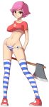 axe big_breasts blue_panties breasts doubutsu_no_mori nintendo panties png smile striped_panties transparent_background underwear villager_(doubutsu_no_mori) weapon yandere zelc-face