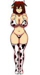 1_girl 1girl aged_up big_breasts bikini bikini_bottom bikini_top breasts brown_hair cleavage closed_eyes cow_bell cow_bikini cow_costume cow_ears cow_horns cow_print cow_print_bikini cow_print_stockings cow_print_thighhighs cowkini female female_frisk female_human female_only frisk frisk_(undertale) full_body hands_on_breasts hands_on_own_breasts hourglass_figure human human_only legwear light-skinned_female light_skin short_hair solo_female stockings sweat thighhighs thighs underboob undertale undertale_(series) video_game_character video_games white_background yazuel_aliel year_of_the_ox