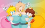 1girl 3_girls 3barts ass_bigger_than_head big_ass big_ass big_breasts blonde_hair blue_eyes breasts_bigger_than_head brown_hair bubble_ass bubble_butt chubby dialogue dumptruck_ass female_only full_of_gas full_of_milk huge_ass huge_breasts lipstick mario_(series) nintendo princess_daisy princess_peach rosalina sexy sexy_ass sexy_body sexy_breasts smelly_ass text text_bubble thick_thighs wide_hips