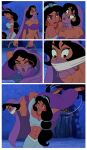 2_girls aladdin_(series) athletic_female black_hair bound comic disney female_abs fit_female gag harem_girls_(aladdin) princess_jasmine serisabibi