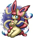 anthro breasts creatures_(company) eeveelution elpatrixf fairy_type_pokemon furry game_freak gen_6_pokemon kneeling looking_at_viewer nintendo nymphia_(pokemon) pink_fur pokemon pokemon_(anime) pokemon_(creature) pokemon_(game) pokemon_(species) pokemon_x_&_y pokemon_xy pokemon_xy_(anime) pokemorph porkyman shiny_pokemon sylveon tail