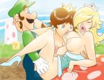  1boy 2_girls 2girls bisexual breast_sucking breasts female/female ffm_threesome high_heels luigi madefromlazers male/female missionary nintendo nipples princess_daisy princess_rosalina sex super_mario_bros. threesome vaginal yuri 