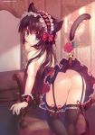  1girl animal_ears ass garter_belt gothic_lolita lolita_fashion no_panties original original_character santa_matsuri tail thighhighs topless 