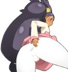 1girl anus ass big_hair black_hair brown_eyes cameltoe dark_skin iris_(pokemon) nintendo pokemon pokemon_(game) pokemon_black_and_white pokemon_bw pussy skin_tight solo spread_anus tan torathi two_side_up uncensored white_legwear white_pants