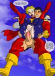  aeolus avengers big_breasts big_penis billy_batson captain_marvel carol_danvers crossover cum cum_geyser dc dc_comics flying marvel reverse_cowgirl_position sex shazam shazam_(dc) standing 