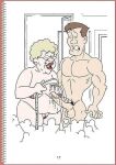  1boy 1girl age_difference big_penis brown_hair brunette caucasian chubby_female closed_eyes curly_hair dicklovoma elderly_female eyewear glasses implied_sex lipstick male masturbation muscular_female old_woman older_female orange_hair penis pubes pussy short_hair shower shower_head younger_male 