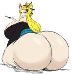  black_maria blonde_hair butt_focus dat_ass dumptruck_ass gigantic_ass gigantic_breasts horns kimono looking_back momiji_(artist) one_piece pipe 