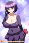  1girl big_breasts bob_cut breasts cleavage clothed_female creatures_(company) curvy_figure elite_four elite_four_(unova_region) eye_contact female_focus female_only fully_clothed game_freak glasses huge_breasts humans_of_pokemon looking_at_viewer mature mature_female megane nintendo pokemon pokemon_(anime) pokemon_(game) pokemon_black_2_&amp;_white_2 pokemon_black_and_white pokemon_bw pokemon_bw2 pokemon_masters purple_eyes purple_hair shauntal_(pokemon) shikimi_(pokemon) short_hair short_purple_hair smile solo_female solo_focus standing thick_thighs thighs video_game_character video_game_franchise yensh 