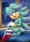  adventures_of_sonic_the_hedgehog aqua_fur archie_comics bbmbbf breezie_the_hedgehog furry mobius_unleashed palcomix pink_eyes pussy sega sonic_the_hedgehog_(series) two_tone_hair vaginal_object_insertion white_gloves 