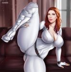 1girl big_breasts black_widow black_widow_(movie) bodysuit comic_book_character female_focus female_only flowerxl long_hair marvel marvel_cinematic_universe natasha_romanoff red_hair solo_female solo_focus tagme