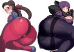 2_girls anís_(pokémon) ass big_ass big_breasts big_breasts blush bob_cut bottom_heavy breasts brown_hair cameltoe clothed_female female_focus female_only game_freak glasses gym_leader high_res huge_ass huge_thighs human komusou_(jinrikisha) large_ass leggings long_hair looking_at_viewer mature mature_female nintendo pale-skinned_female pale_skin pantyhose petra_(pokémon) pokemon pokemon_bw pokemon_oras pokemon_rse presenting presenting_ass purple_eyes purple_hair red_eyes roxanne_(pokemon) roxanne_(pokemon_oras) shauntal_(pokemon) short_hair sweat tagme teen thick_ass thick_thighs thighs tight_clothing twin_tails video_game_character video_game_franchise white_background wide_hips