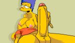 bart_simpson blue_hair breasts evilweazel_(artist) gif handjob incest marge_simpson mother_&_son penis pink_areolae stroking_penis the_simpsons yellow_skin