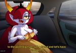 1girl accelart bare_arms car_interior clothed dress female female_only hair_over_one_eye hekapoo in_car sleeveless sleeveless_dress star_vs_the_forces_of_evil strapless strapless_dress tagme