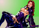  1boy 1girl alex_summers female_focus goblin_queen_(x-men) goblyn_queen gradient_background green_background havok_(x-men) hetero isis_(artist) madelyne_pryor male male/female marvel marvel_comics red_hair sex topless_female vaginal x-men 