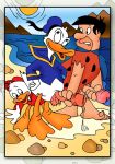 crossover disney donald_duck fred_flintstone hanna-barbera huey_duck the_flintstones yaoi yaoinami