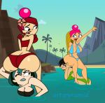 ass balance balloons bandanna big_breasts bikini black_eyes black_hair blonde_hair blue_eyes breasts bubble_ass bubble_butt butt_crack carrying cartoon_network dyed_hair goth green_hair green_lipstick gwen_(tdi) hawaii hourglass_figure huge_breasts kerchief large_ass light-skinned_female lindsay_(tdi) long_blonde_hair long_hair navel pale-skinned_female partially_submerged pyramid_(artist) sexy sexy_ass sexy_body sexy_breasts sitting_on_face sky_(tdi) smothering_ass striped_hair swimsuit thick_ass thick_legs thick_thighs total_drama_island two_tone_hair wasp_waist water yuri zoey_(tdi)