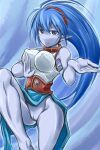 big_breasts blue_hair blue_skin breasts celsius celsius_(tales) erect_nipples erect_nipples_under_clothes long_hair looking_at_viewer nipple_bulge nipples nipples_visible_through_clothing no_panties pointy_ears pussy tales tales_of_(series) tales_of_eternia very_long_hair