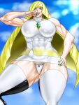 blonde_hair gigantic_ass gigantic_breasts green_eyes hourglass_figure lusamine negoto_(nego6) pokemon