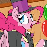  anus ass balloons friendship_is_magic looking_back my_little_pony pinkie_pie pussy reiduran top_hat tuxedo 