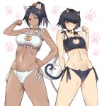 2_girls black_hair bleach blue_eyes blush cat_cutout cat_ears cat_girl cat_tail embarrassed kuma_(jk0073) lesbian milf panties purple_hair sexy sexy_ass sexy_body sexy_breasts soifon sweat take_your_pick underwear yellow_eyes yoruichi_shihouin yuri