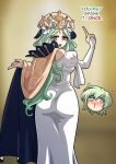 1boy 1girl 1girl ass big_ass byleth_(fire_emblem) byleth_(male) clothed_female dresa fire_emblem fire_emblem:_three_houses green_eyes green_hair high_res kinkymation long_dress long_hair male male/female mature mature_female milf nintendo rhea_(fire_emblem) rhealeth video_game_character video_game_franchise