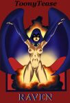 1girl big_breasts cape dc_comics female_full_frontal_nudity female_nudity hood lipstick nipples nude pussy raven_(dc) smoke teen_titans toonytease