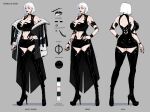 character_sheet earrings grey_eyes leather milf original_character pin-up tattoo vtuber white_hair