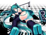  1girl aqua_eyes aqua_hair ass bad_id boots cameltoe circular_keyboard detached_sleeves female gisyo hatsune_miku headset instrument keyboard_(instrument) long_hair lying microphone microphone_stand miku_hatsune necktie panties piano_keys pleated_skirt skirt solo striped striped_panties thigh_boots twin_tails underwear very_long_hair vocaloid zettai_ryouiki 