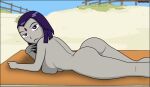 ass beach booty breasts dc_comics goth goth_girl gothic rachel_roth raven_(dc) sand sexfightfun teen_titans violet_eyes violet_hair young_adult