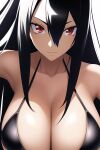 1girl akame akame_(akame_ga_kill!) akame_ga_kill! alluring big_breasts bikini black_hair long_hair nightcore_(artist) red_eyes