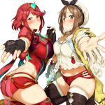 2_girls ass atelier_(series) atelier_ryza big_ass big_breasts big_breasts bob_cut breasts clothed_female crossover earrings female_focus female_only fingerless_gloves gloves hair_ornament jewelry multiple_girls necklace nintendo pija_(pianiishimo) pyra red_eyes red_hair reisalin_stout short_hair shoulder_armor single_glove star swept_bangs tagme teen thighs tiara video_game_character video_game_franchise xenoblade_(series) xenoblade_chronicles_2