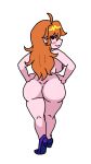 big_ass big_breasts blue_shoes edit flushed friday_night_funkin friday_night_funkin_b-side friday_night_funkin_mod girlfriend_(fnf_b-side) girlfriend_(friday_night_funkin) heart-shaped_pupils no_background no_panties nude orange_hair showing_ass small_nipples