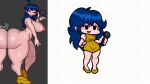 big_ass big_breasts big_nipples big_thighs blue_hair deviantart edited flipaclip friday_night_funkin friday_night_funkin_mod friday_night_funkin_p-sides girlfriend_(fnf_p-side) girlfriend_(friday_night_funkin) idk microphone naughty_face recolor reference_image silly_face white_background yellow_dress